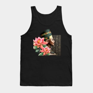 Queen Nefertiti With Pink Lotus Tank Top